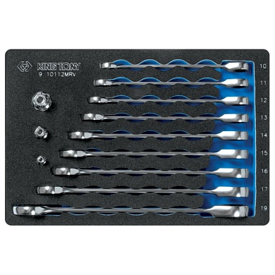 KING TONY Набор комбинированных трещоточных ключей, 10-19 мм, ложемент, 12 предметов KING TONY 9-10112MRV