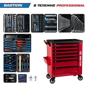 Набор инструментов 204 предмета, "BASTION", в красной тележке KING TONY 9G38-100MRR