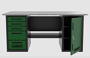 Верстак двухтумбовый дверь/5 ящиков, зеленый 1800*700 Garopt, GT1800DY5.green