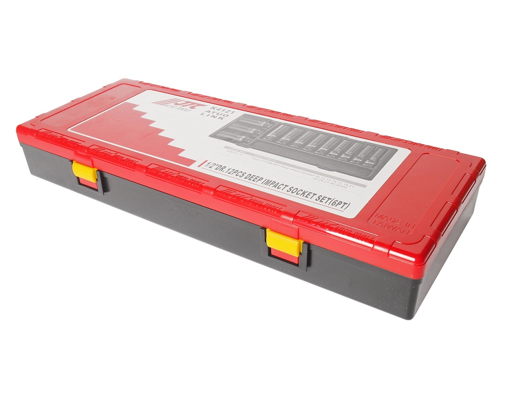 Набор головок торцевых 1/2" 6-ти гранных 10-32мм ударных глубоких в кейсе 12 предметов JTC