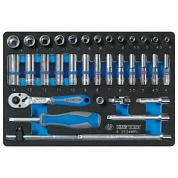 KING TONY Набор торцевых головок с принадлежностями 1/4", ложемент, 34 предмета KING TONY 9-2534MRV