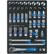 KING TONY Набор торцевых головок 3/8" с принадлежностями, ложемент, 44 предмета KING TONY 9-3544MRV