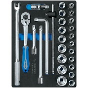 KING TONY Набор торцевых головок 1/2" с принадлежностями, ложемент, 27 предметов KING TONY 9-4527MRV02