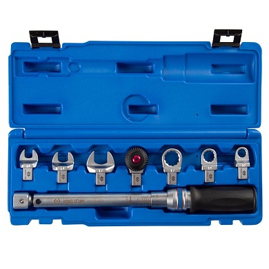 Динамометрический ключ 9х12 мм, 10-60 Нм, "FIT", с набором насадок 10-17 мм, кейс KING TONY 345104D08MR