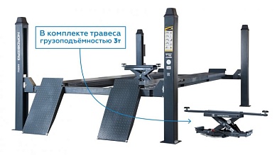 Подъемник 380V 4х стоечный 5т, c ручной траверсой 3т, 380В (Серый) NORDBERG 4450J