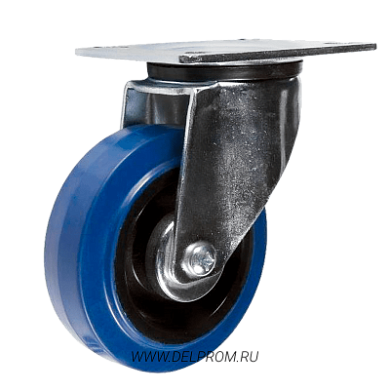 SRCL 55 Поворотная колёсная опора синяя резина д125 (VILS)