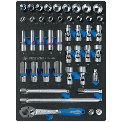 KING TONY Набор торцевых головок 3/8" с принадлежностями, ложемент, 44 предмета KING TONY 9-3544MRV