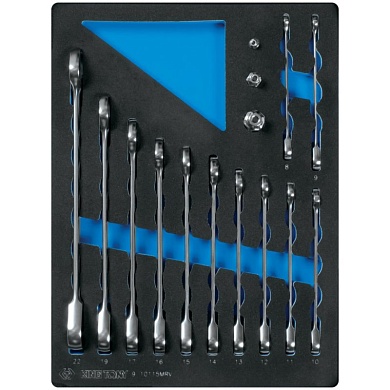 KING TONY Набор комбинированных трещоточных ключей, 8-22 мм, ложемент, 15 предметов KING TONY 9-10115MRV