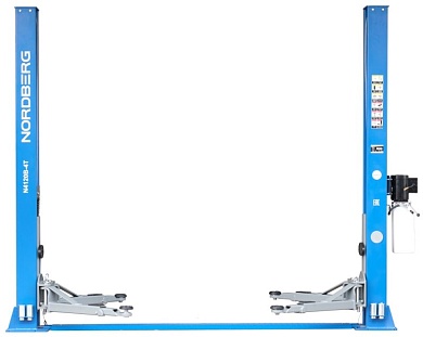 Подъемник двухстоечный 4 т, с электростопорами, 380 В, синий NORDBERG N4120BE-4B_380