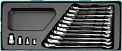 W106115SP Набор ключей гаечных комбинированных трещоточных с аксессуарами, 8-19 мм в ложементе, 15 предметов