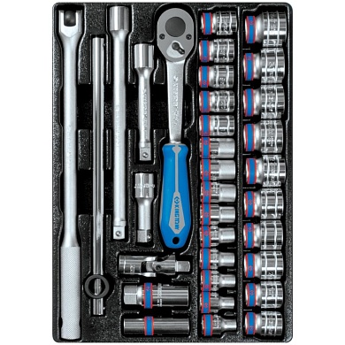 KING TONY Набор торцевых головок 1/2" с принадлежностями, ложемент, 33 предмета KING TONY 9-4333MR03